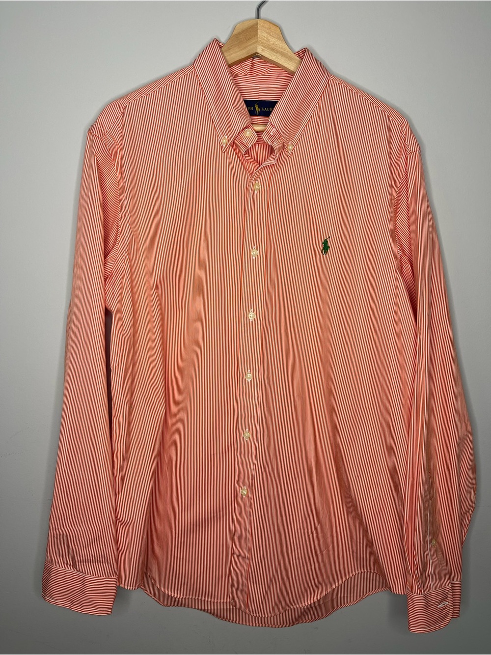 Polo by Ralph Lauren Men's Orange Stripe Button-Down Shirt size large